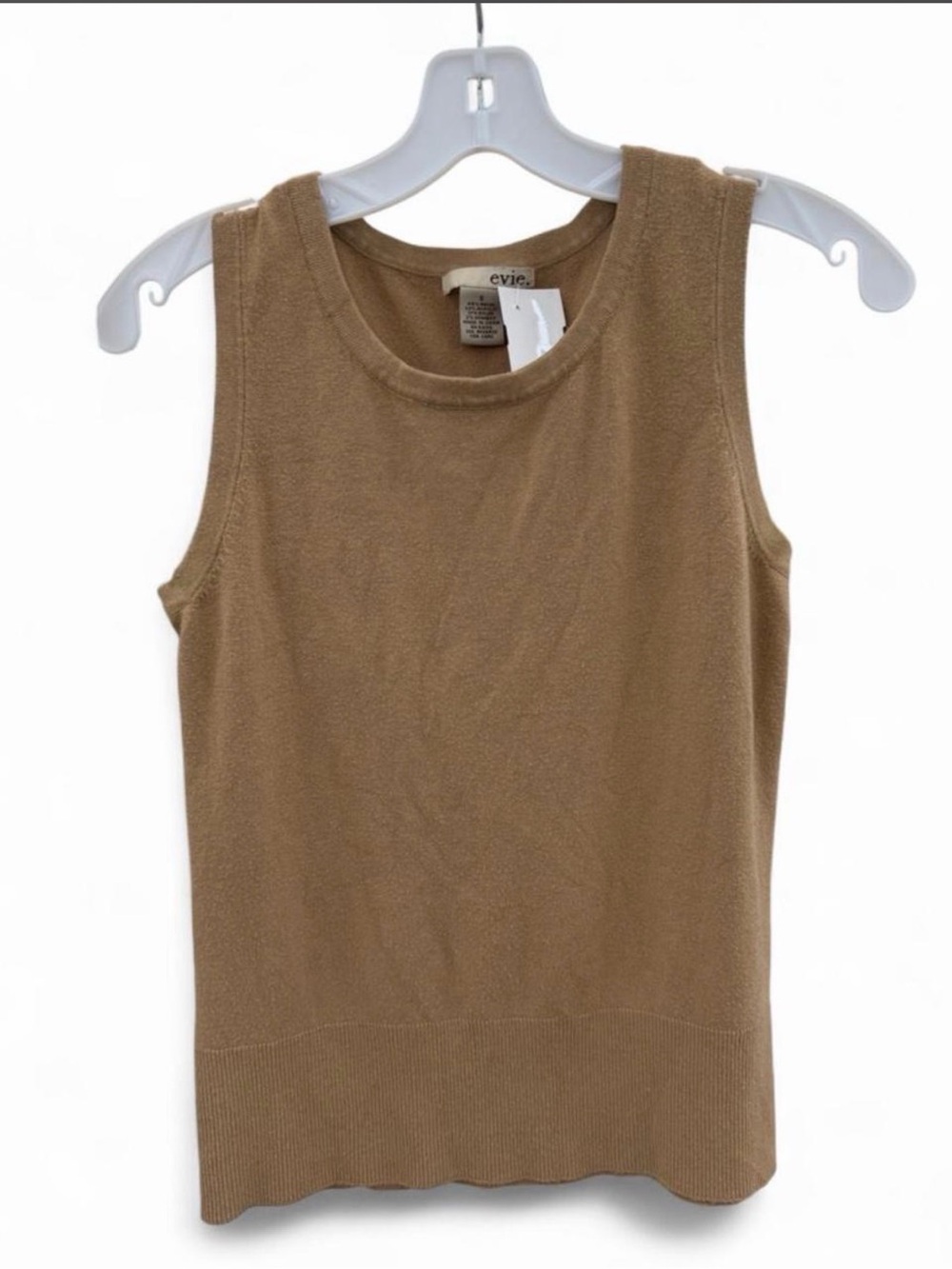 EVIE Tan Sleeveless Knit Tank Top